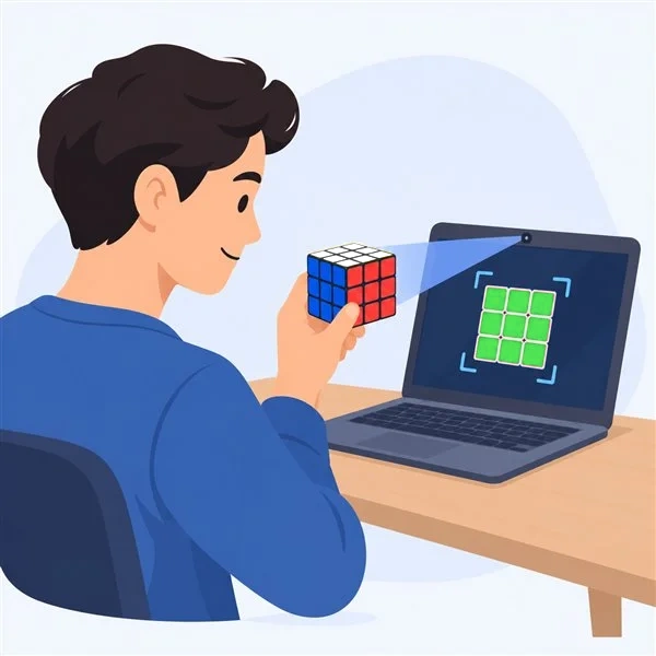 Scanning a Rubik's Cube with a laptop webcam